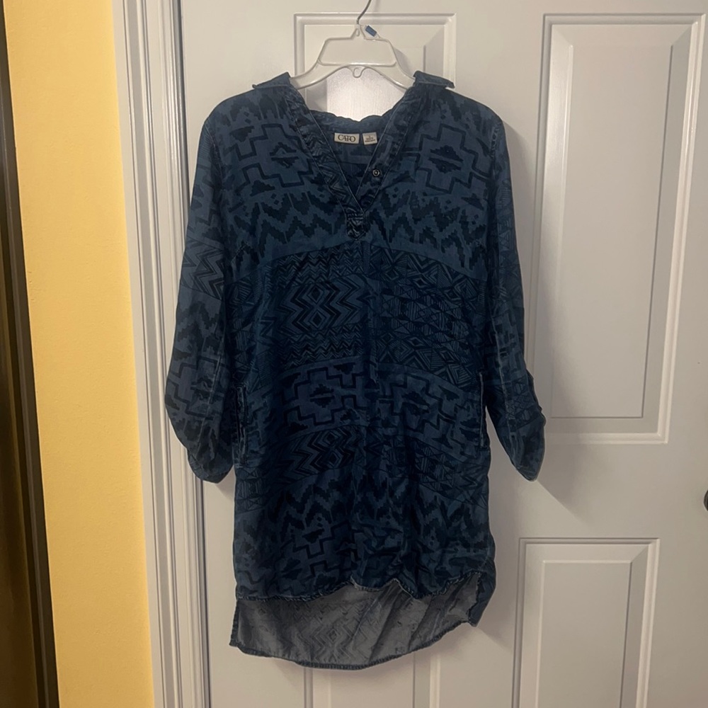 Blue Pattern Longsleeve Dress